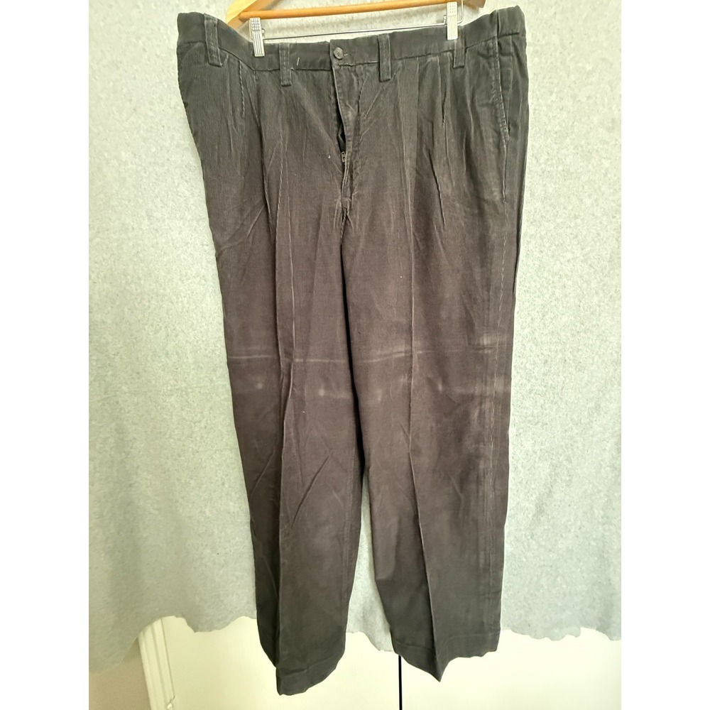 Eddie Bauer Corduroy Pants Men's 44 Tall Dark Gray Relaxed Fit Retro Casual NWOT